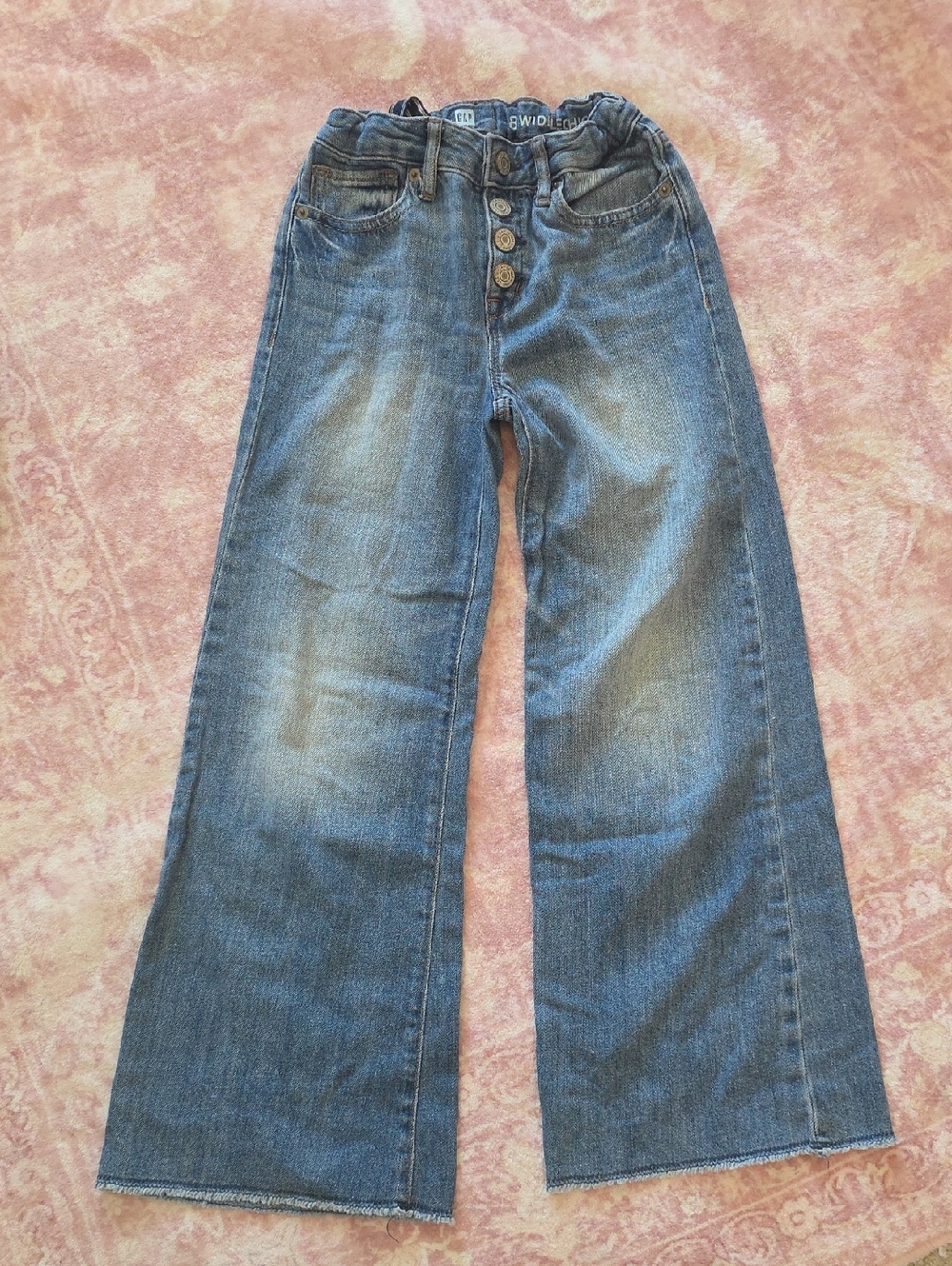 GAP Wide-Leg Button-Front Jeans in Faded Blue